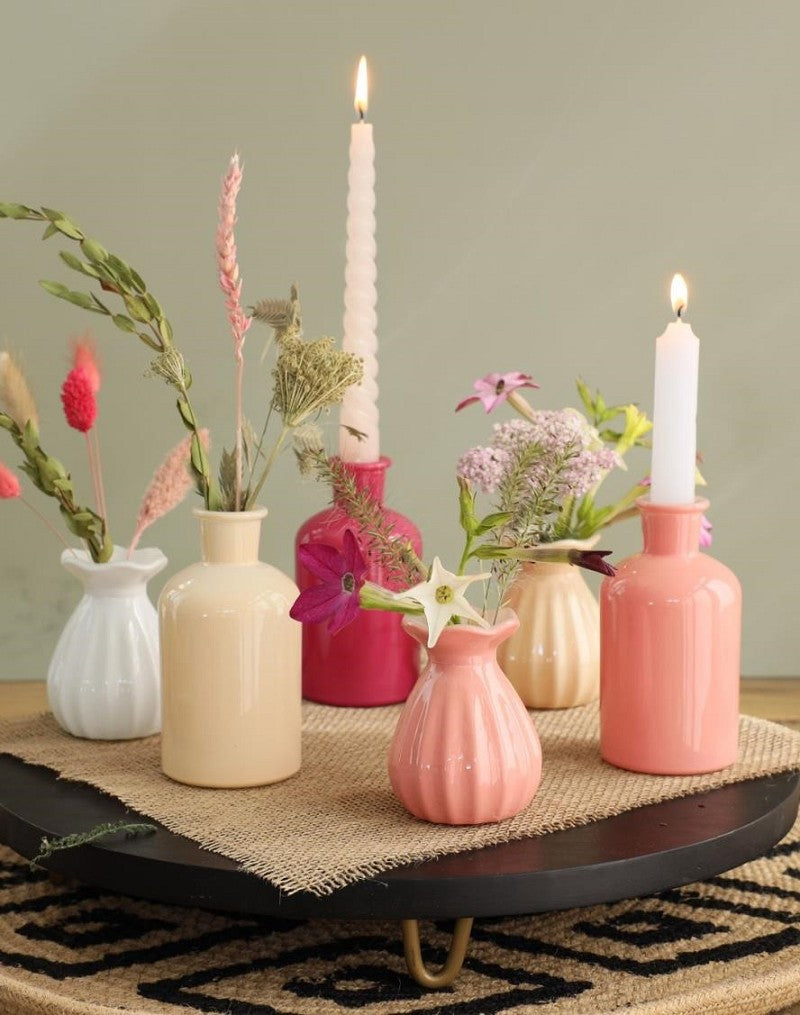 Glass Bottle Ø7 h: 12 cm Assorti Pink (12 Pcs) [IFS-29806]