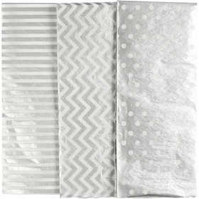 Tissue Paper, sheet 50x70 cm, 17 g, silver, 6 sheet/ 1 pack [HOB-200893]