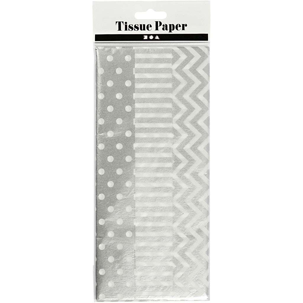 Tissue Paper, sheet 50x70 cm, 17 g, silver, 6 sheet/ 1 pack [HOB-200893]