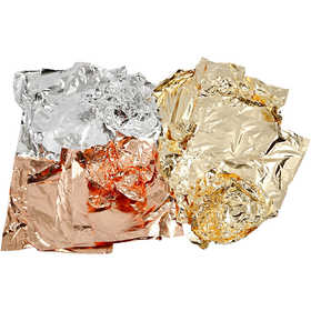 Imitation Metal Leaf, sheet 16x16 cm, copper, gold, silver, 3x50 sheet/ 1 pack [HOB-20477]