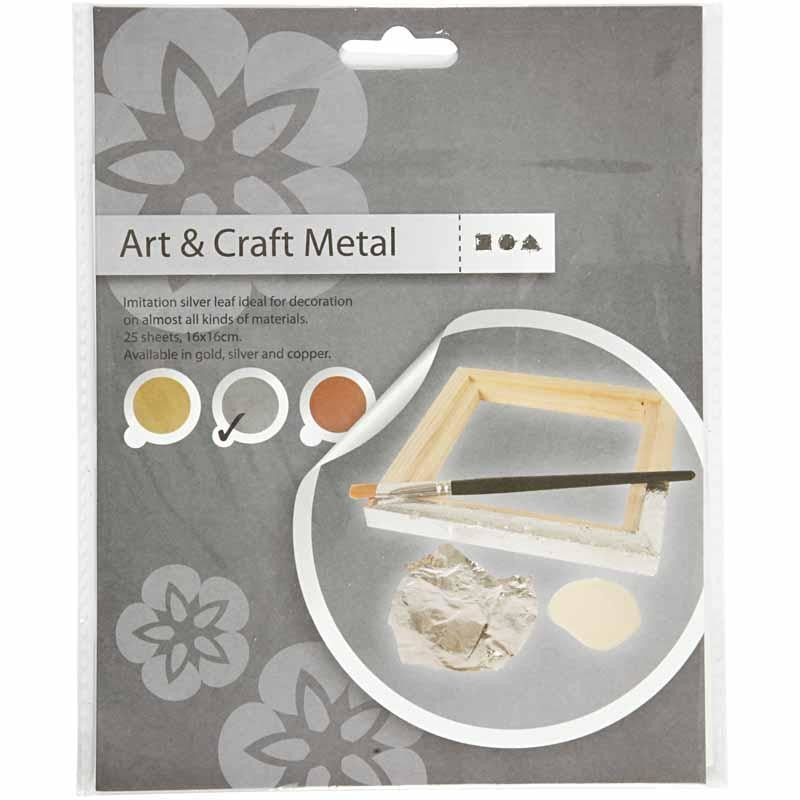Imitation Metal Leaf, sheet 16x16 cm, silver, 0,625 m2, 25 sheet/ 1 pack [HOB-20483]