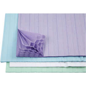 Honeycomb paper, sheet 28x17,8 cm, light blue, green, purple, white, 4x2 sheet/ 1 pack [HOB-204940]