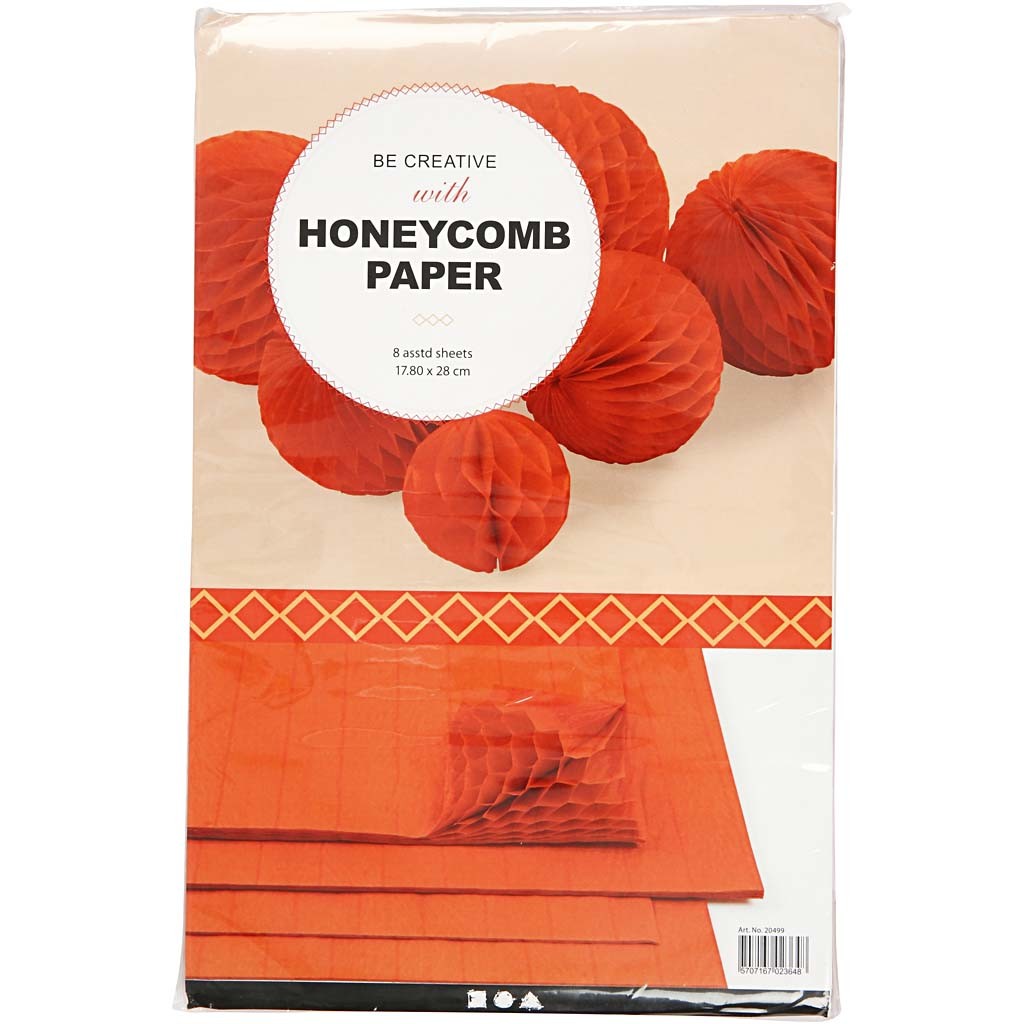 Honeycomb paper, sheet 28x17,8 cm, orange, 8 sheet/ 1 pack [HOB-20499]