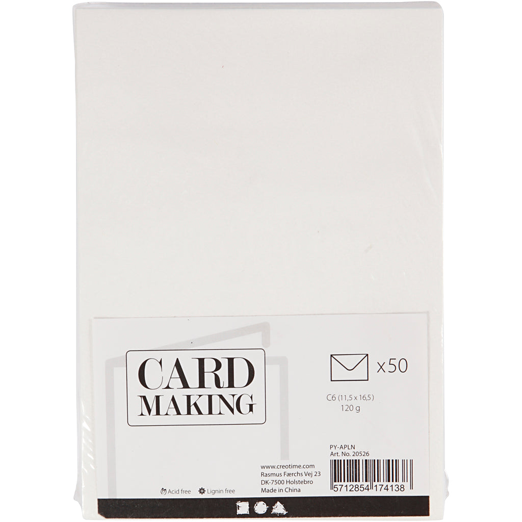 Envelopes, envelope size 11,4x16,2 cm, 120 g, off-white, 50 pc/ 1 pack [HOB-20526]