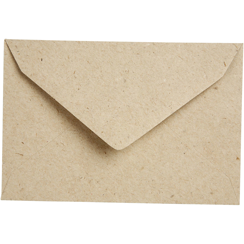 Recycled envelope, envelope size 7,8x11,5 cm, 120 g, natural, 50 pc/ 1 pack [HOB-20531]