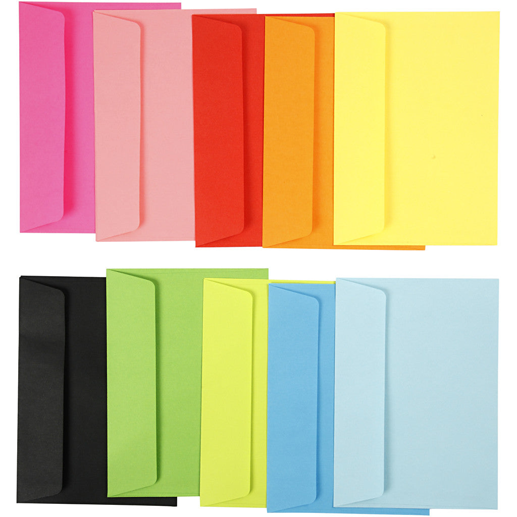 Coloured Envelopes, envelope size 11,5x16 cm, 80 g, assorted colours, 10x10 pc/ 1 pack [HOB-20620]