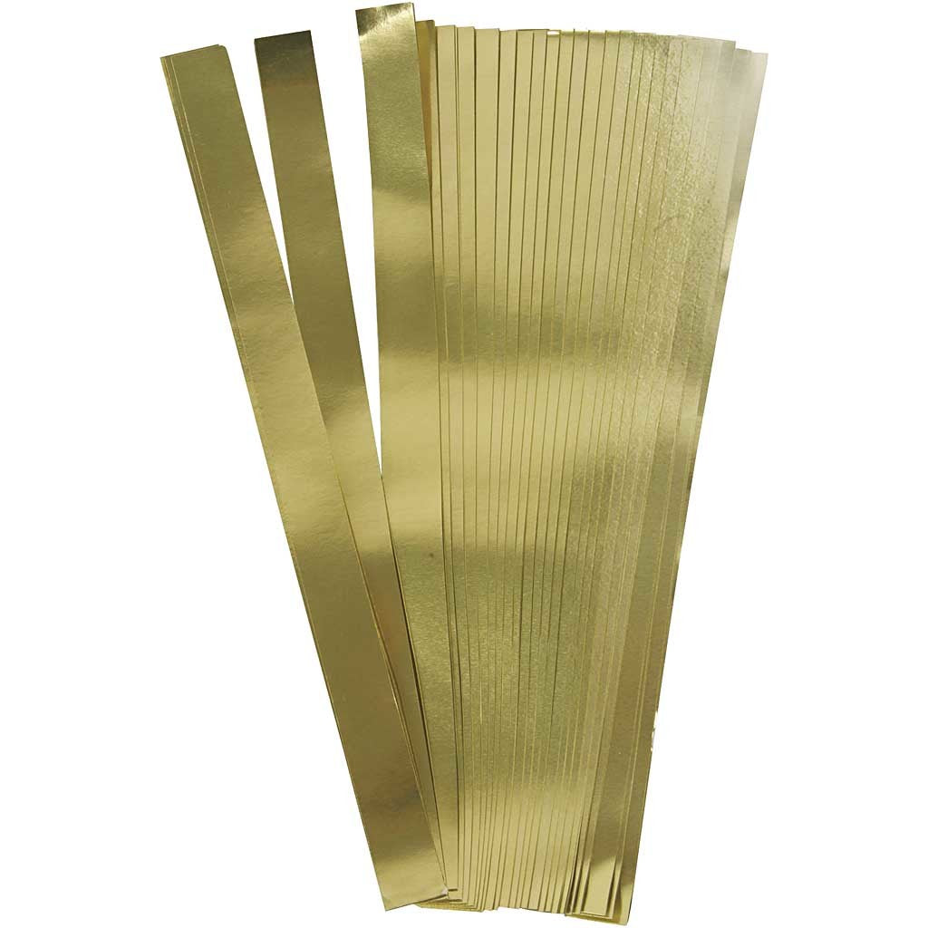 Paper Star Strips, L: 45 cm, W: 10 mm, dia. 4,5 cm, gold, 100 strips/ 1 pack [HOB-20713]