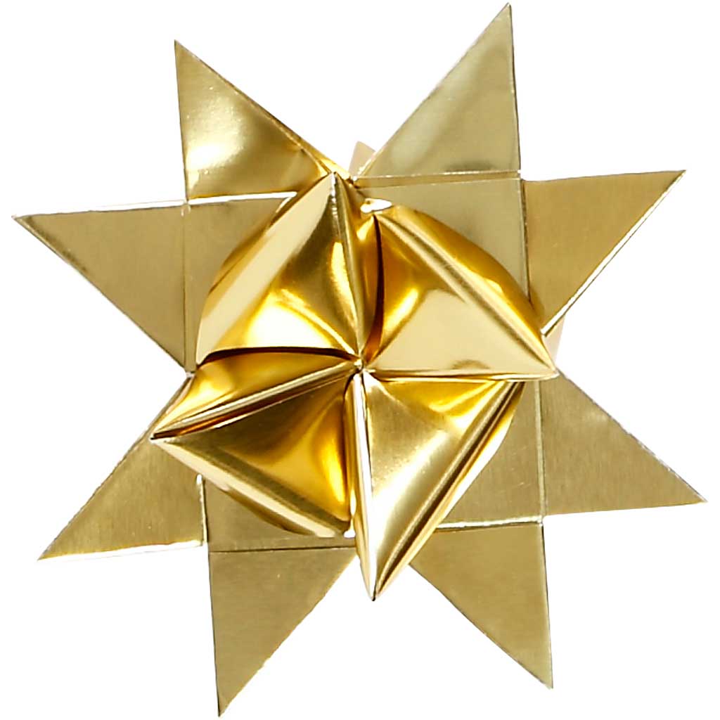 Paper Star Strips, L: 45 cm, W: 10 mm, dia. 4,5 cm, gold, 100 strips/ 1 pack [HOB-20713]