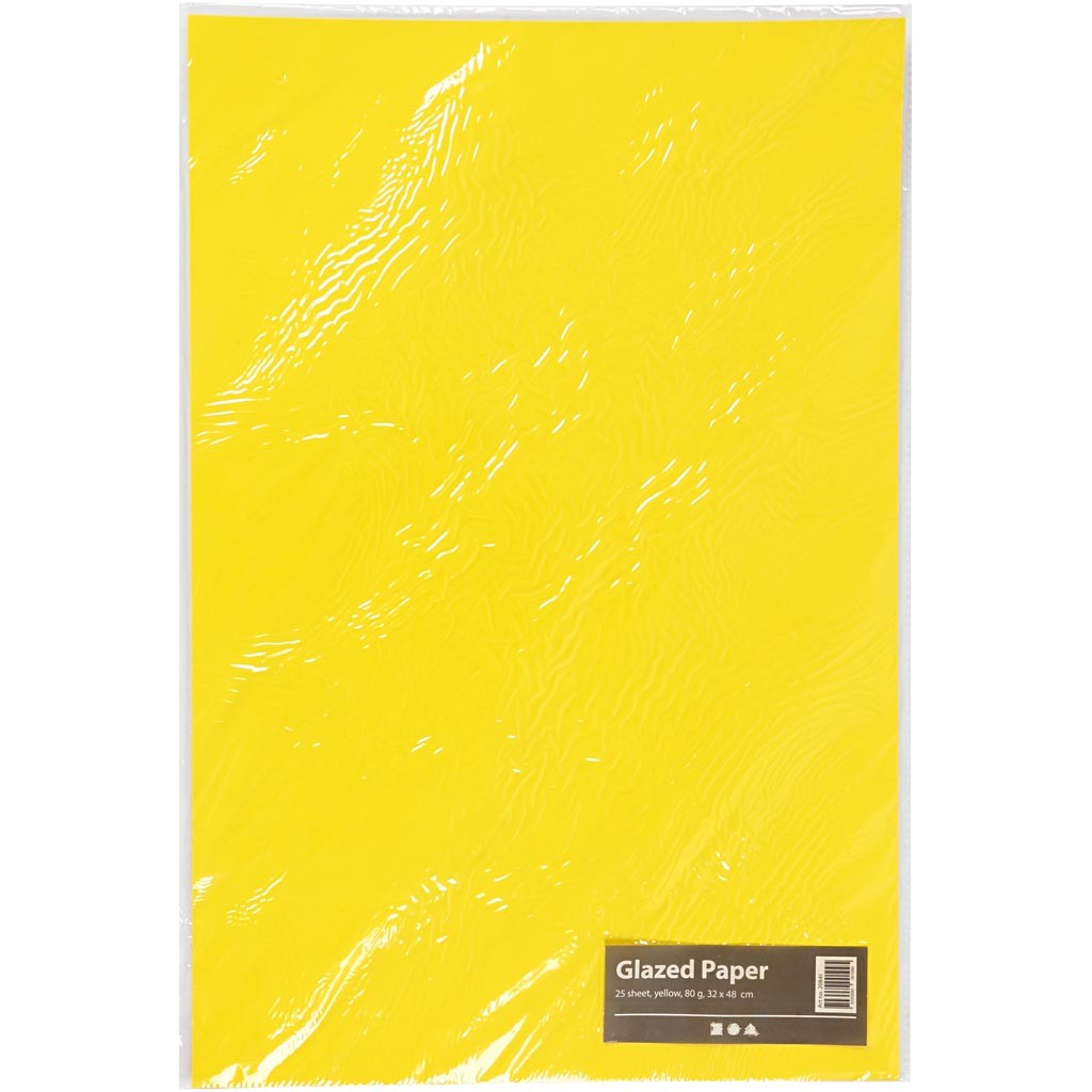 Glazed Paper, sheet 32x48 cm, 80 g, yellow, 25 sheet/ 1 pack [HOB-20841]