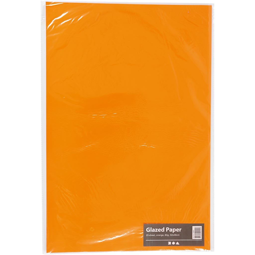 Glazed Paper, sheet 32x48 cm, 80 g, orange, 25 sheet/ 1 pack [HOB-20842]