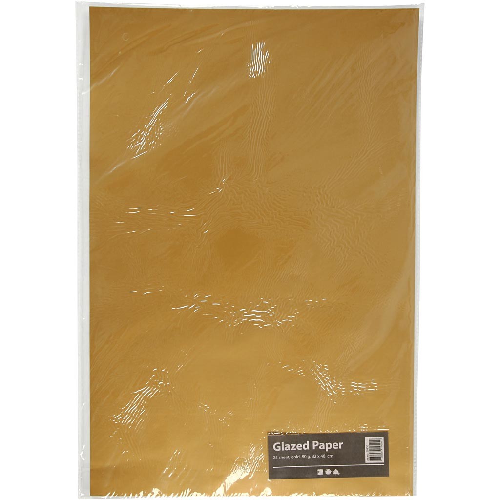 Glazed Paper, sheet 32x48 cm, 80 g, gold, 25 sheet/ 1 pack [HOB-20850]