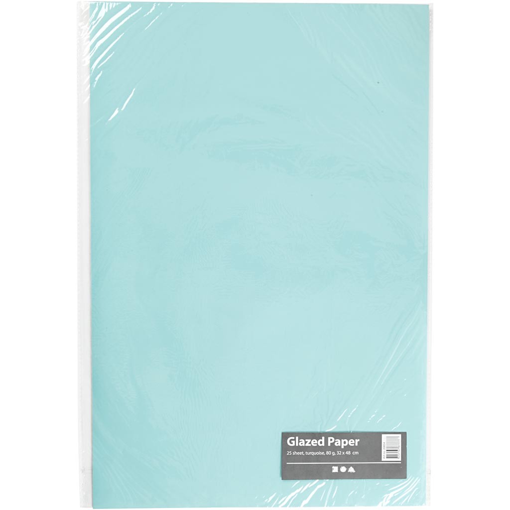 Glazed Paper, sheet 32x48 cm, 80 g, turquoise, 25 sheet/ 1 pack [HOB-20854]