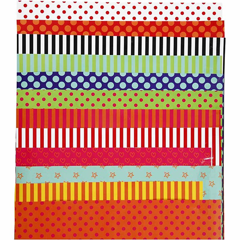 Glazed Paper, Pattern, sheet 24x32 cm, 80 g, assorted colours, 50 ass sheets/ 1 pack [HOB-20871]