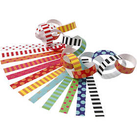 Paper Chains, Pattern, L: 16 cm, W: 15 mm, 400 pc/ 1 pack [HOB-20873]