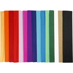 Crepe Paper, L: 2,5 M, W: 50 cm, 22 g, assorted colours, 15 pleats/ 1 pack [HOB-209020]