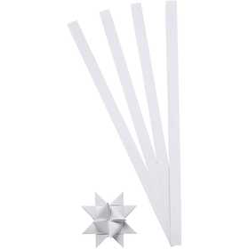 Paper Star Strips, L: 45 cm, dia. 4,5 cm, W: 10 mm, white, 100 strips/ 1 pack [HOB-209310]