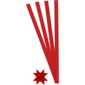 Paper Star Strips, L: 45 cm, W: 10 mm, dia. 4,5 cm, red, 100 strips/ 1 pack [HOB-209320]
