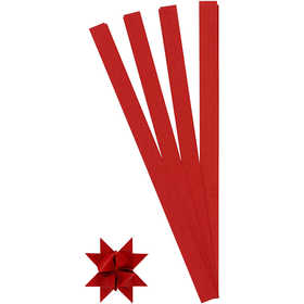 Paper Star Strips, L: 45 cm, W: 15 mm, dia. 6,5 cm, red, 100 strips/ 1 pack [HOB-209340]