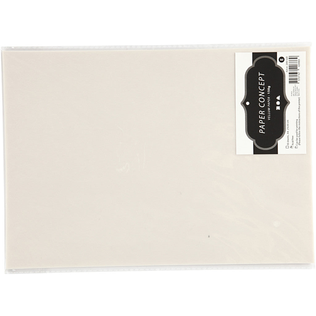 Vellum Paper, A4, sheet 210x297 mm, 150 g, light grey, 10 sheet/ 1 pack [HOB-209520]