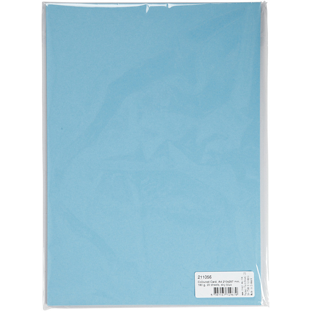 Card, A4, sheet 210x297 mm, 180 g, light blue, 20 sheet/ 1 pack [HOB-211056]