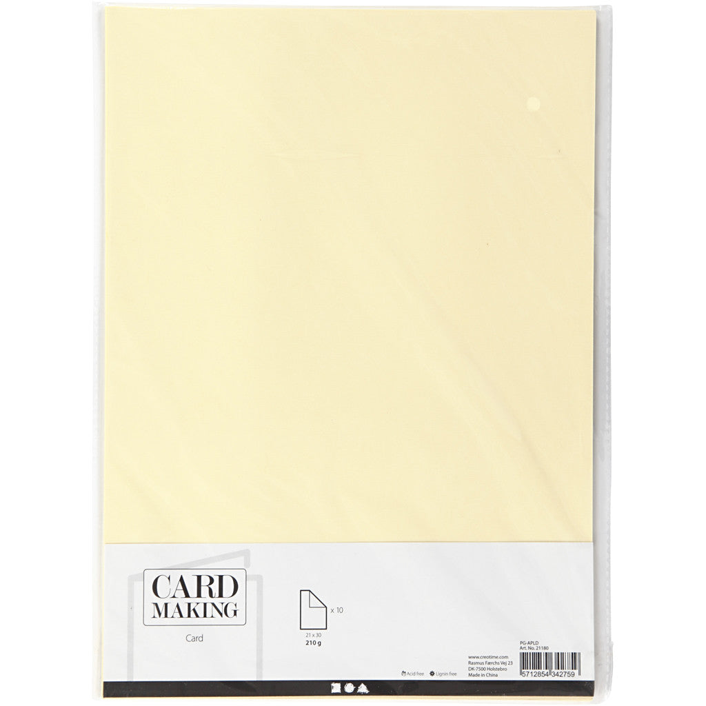 Card, A4, sheet 210x297 mm, 210 g, pastel yellow, 10 sheet/ 1 pack [HOB-21180]