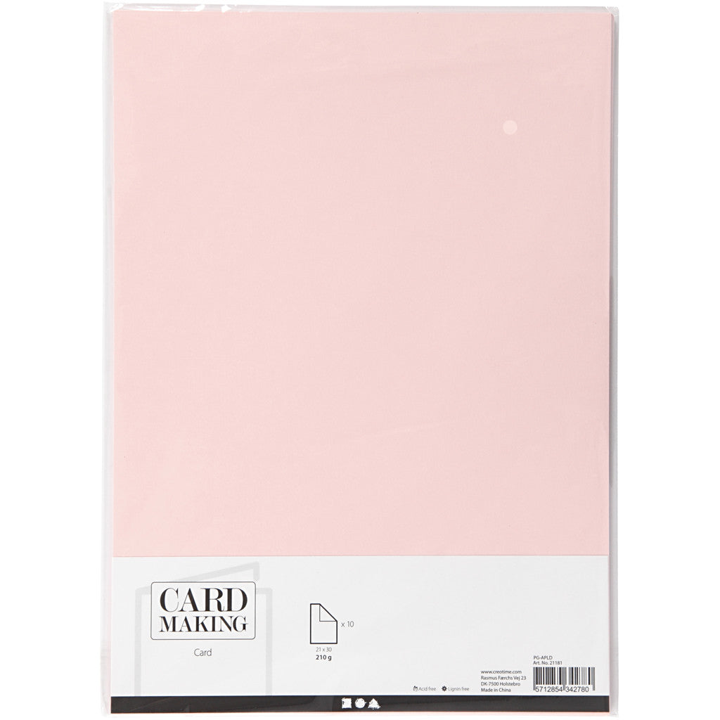 Card, A4, sheet 210x297 mm, 210 g, light rose, 10 sheet/ 1 pack [HOB-21181]