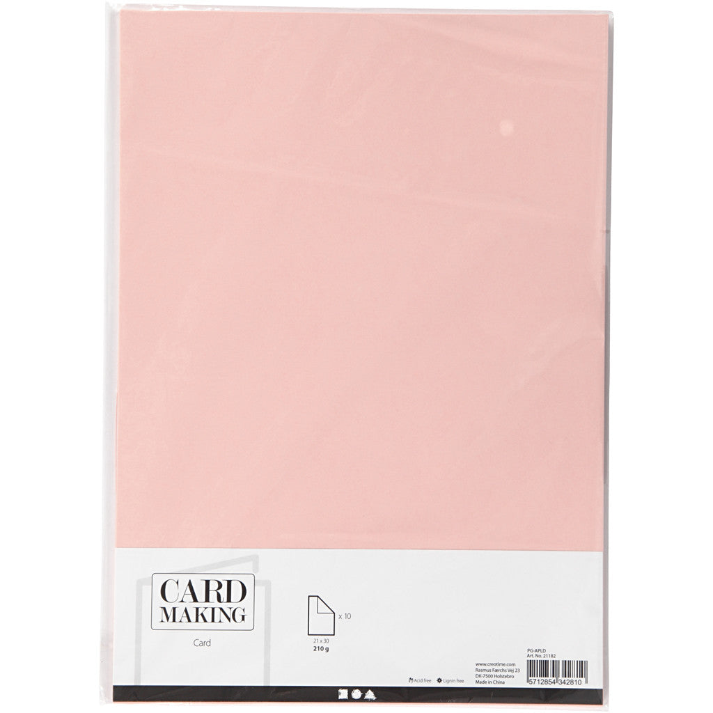 Card, A4, sheet 210x297 mm, 210 g, rose, 10 sheet/ 1 pack [HOB-21182]