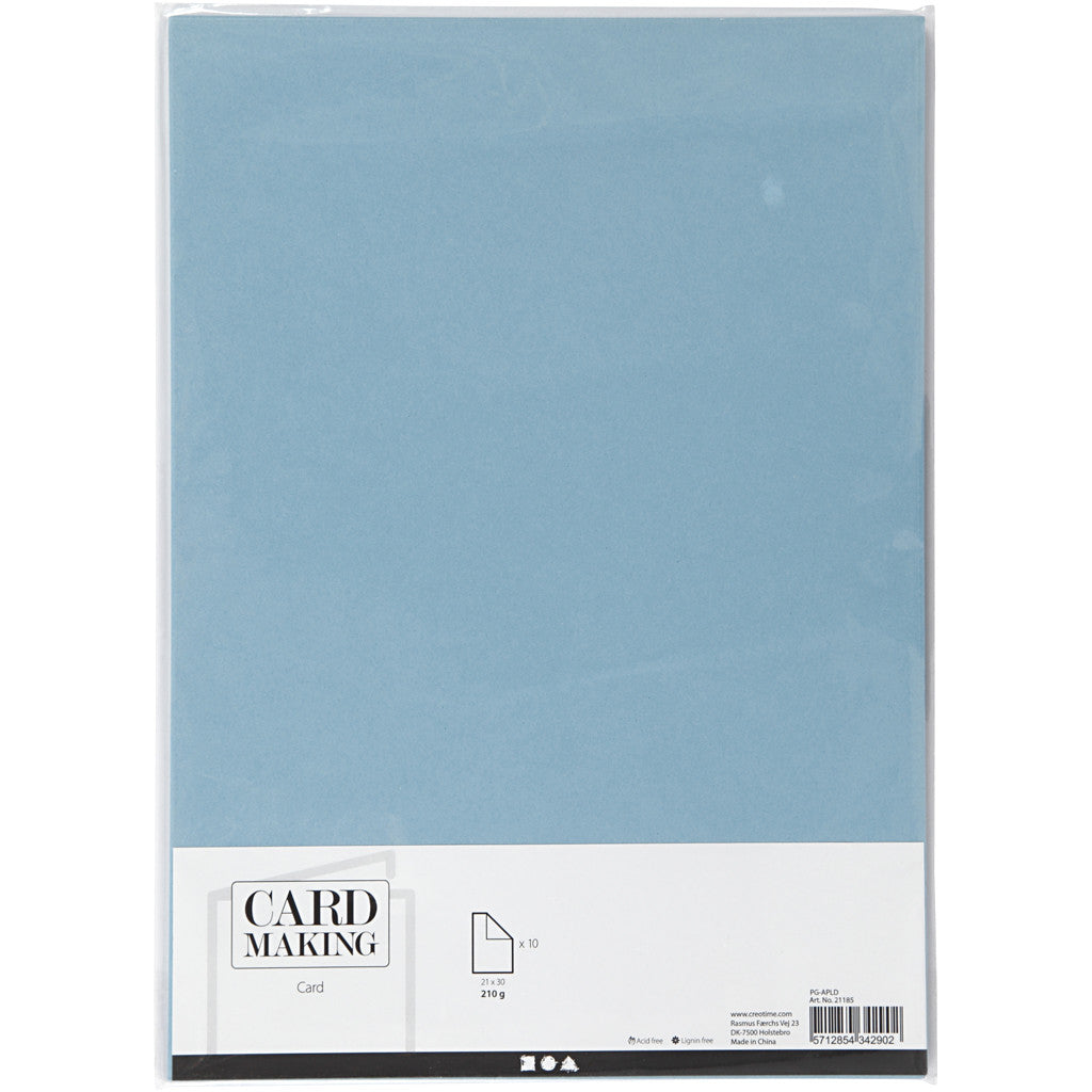 Card, A4, sheet 210x297 mm, 210 g, light blue, 10 sheet/ 1 pack [HOB-21185]