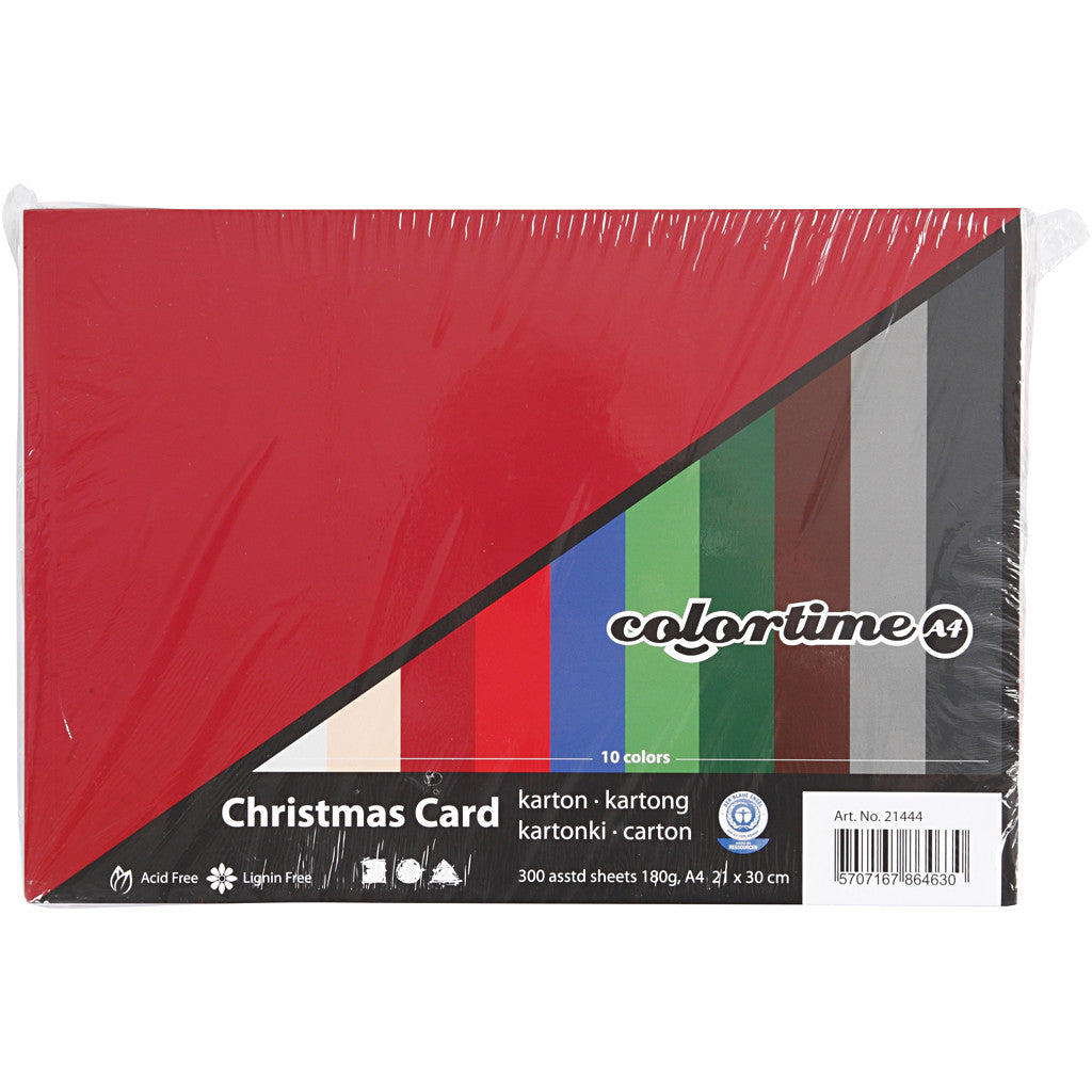 Christmas Card, A4, sheet 210x297 mm, 180 g, assorted colours, 300 ass sheets/ 1 pack [HOB-21444]