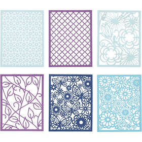 Pad with Cardboard Lace Patterns, A6, sheet 104x146 mm, 200 g, blue, light blue, dark blue, purple, 24 pc/ 1 pack [HOB-21607]