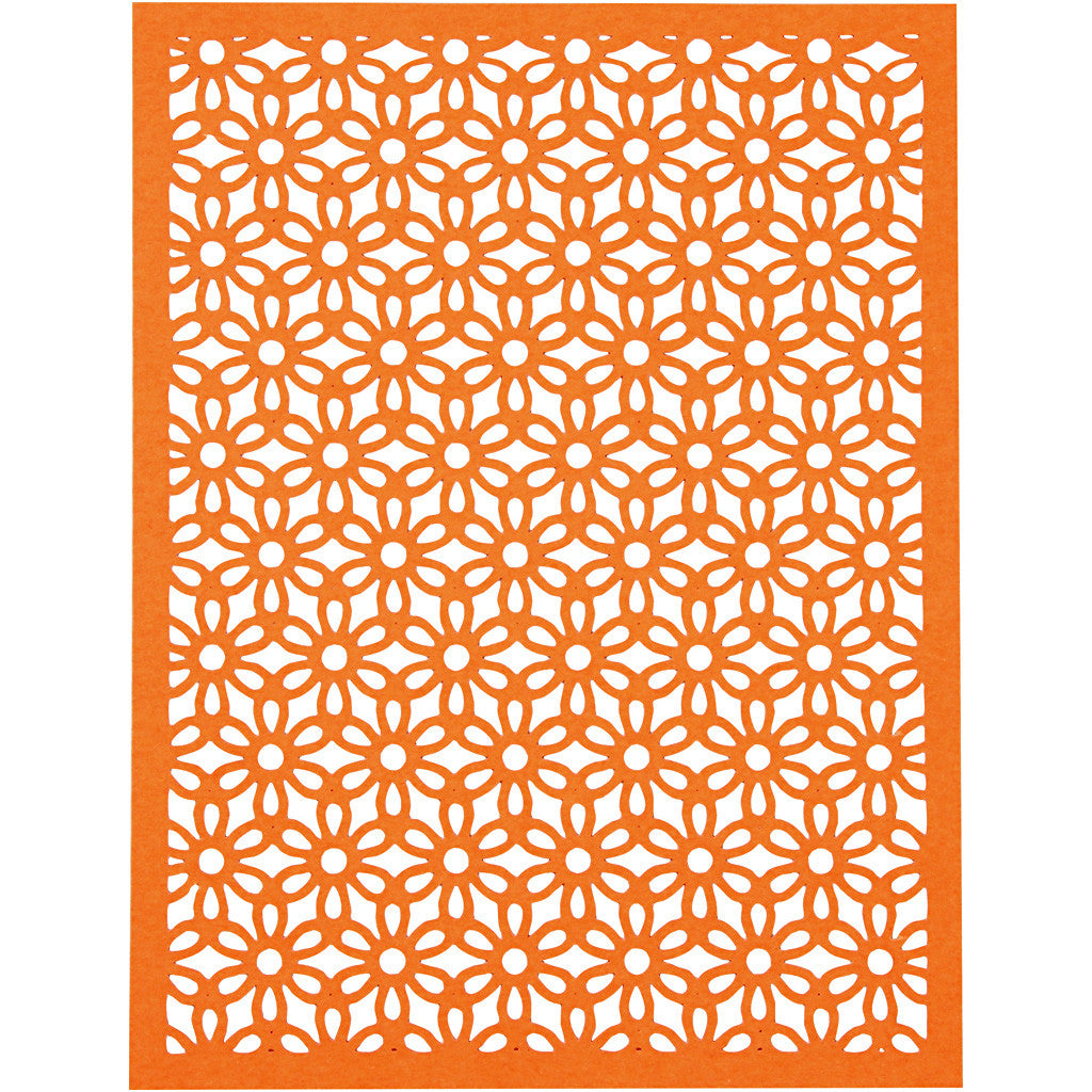 Pad with Cardboard Lace Patterns, A6, sheet 104x146 mm, 200 g, orange, pink, red, rose, 24 pc/ 1 pack [HOB-21608]