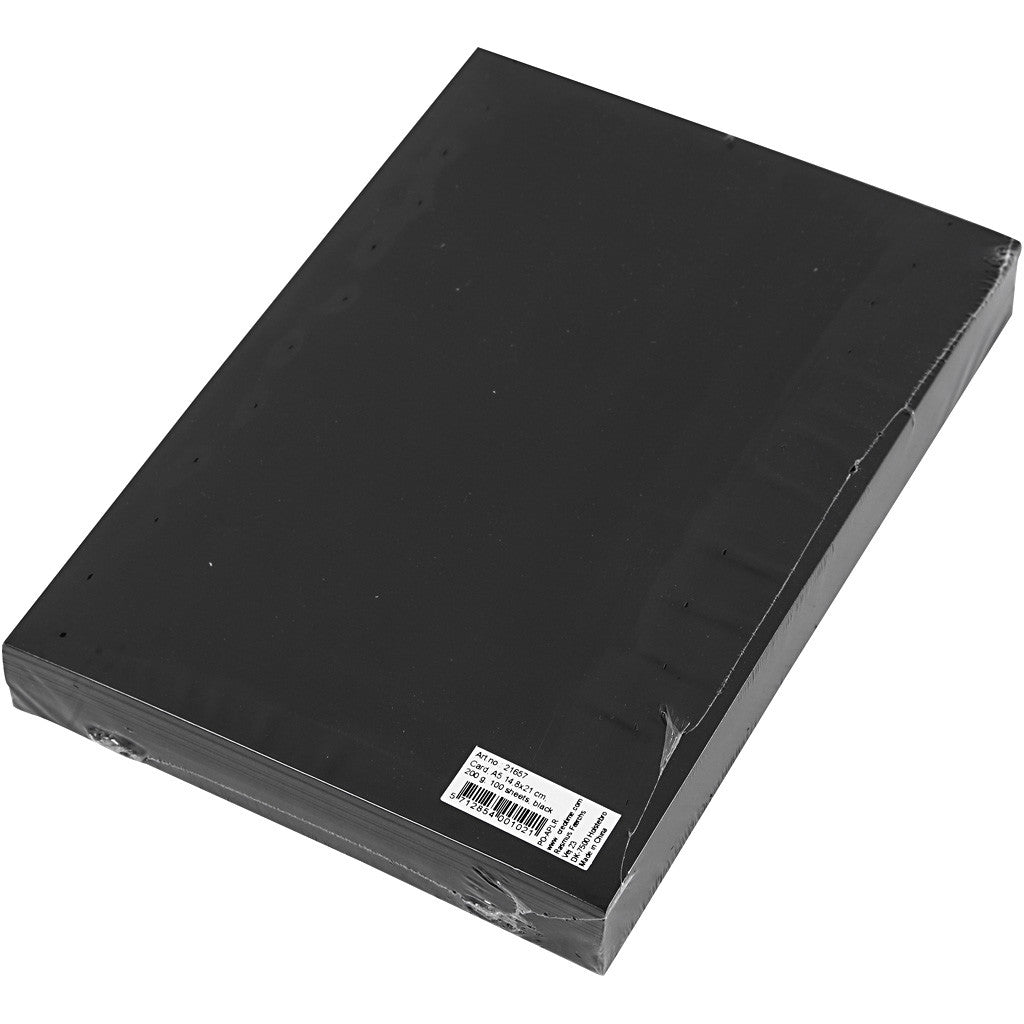 Card, A5, sheet 148x210 mm, 200 g, black, 100 sheet/ 1 pack [HOB-21657]