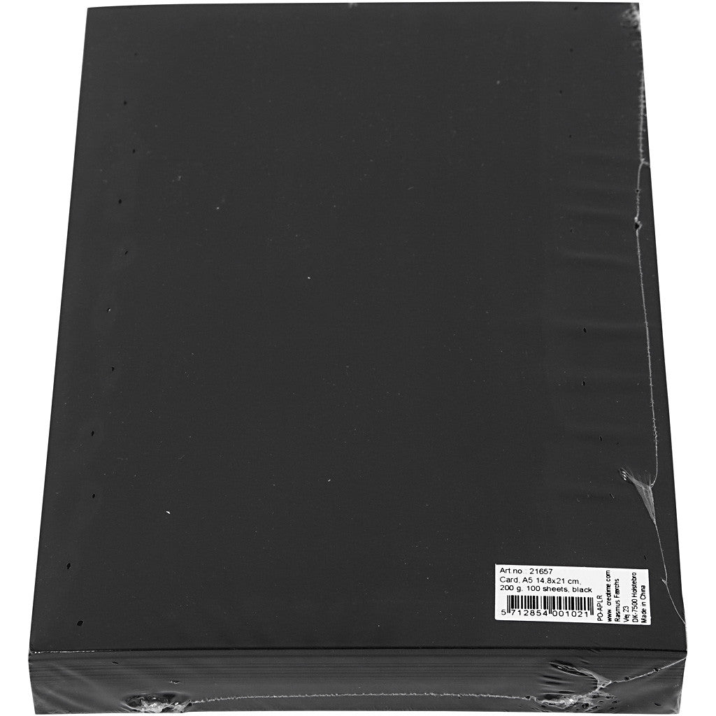 Card, A5, sheet 148x210 mm, 200 g, black, 100 sheet/ 1 pack [HOB-21657]