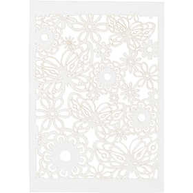 Lace Patterned cardboard, sheet 10,5x15 cm, 200 g, white, 10 pc/ 1 pack [HOB-216901]