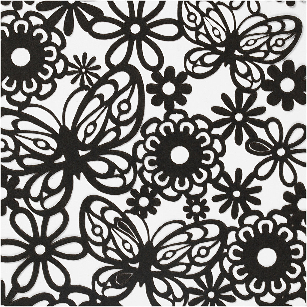 Lace Patterned cardboard, sheet 10,5x15 cm, 200 g, black, 10 pc/ 1 pack [HOB-216912]