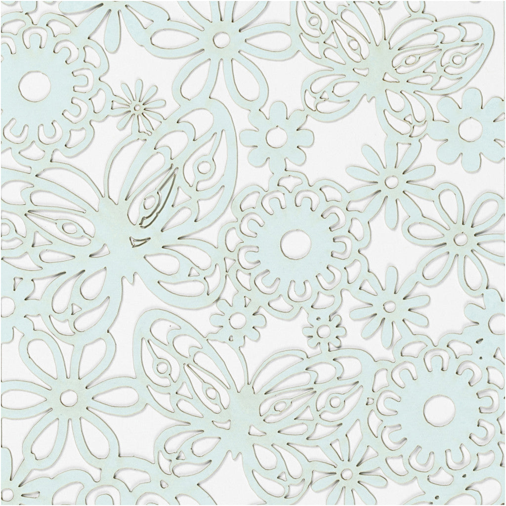 Lace Patterned cardboard, sheet 10,5x15 cm, 200 g, light blue, 10 pc/ 1 pack [HOB-216918]