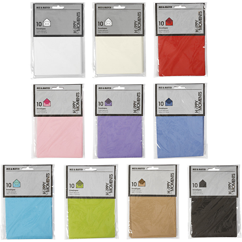 Envelopes, envelope size 11,5x16 cm, Content may vary , 100 g, assorted colours, 30 pack/ 1 pack [HOB-217999]