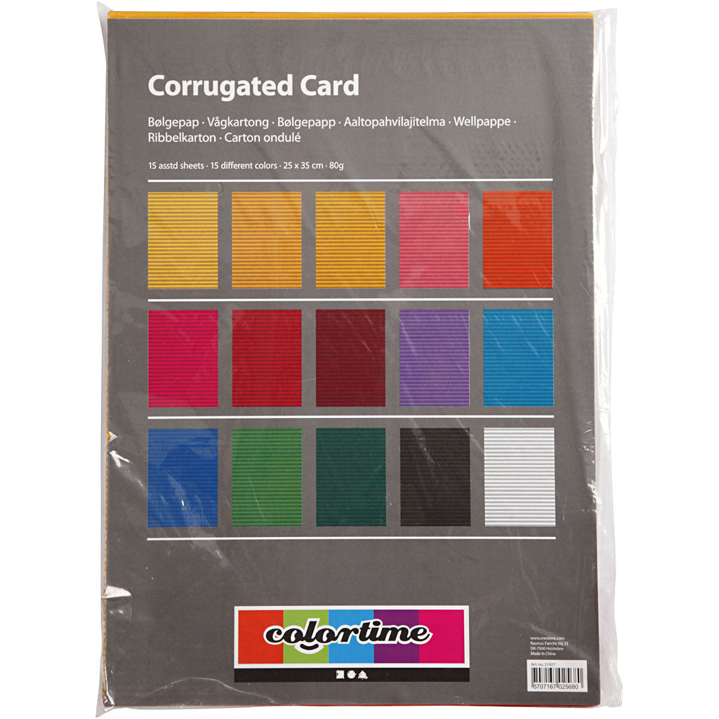 Corrugated Card, sheet 25x35 cm, 80 g, 15 ass sheets/ 1 pack [HOB-21927]
