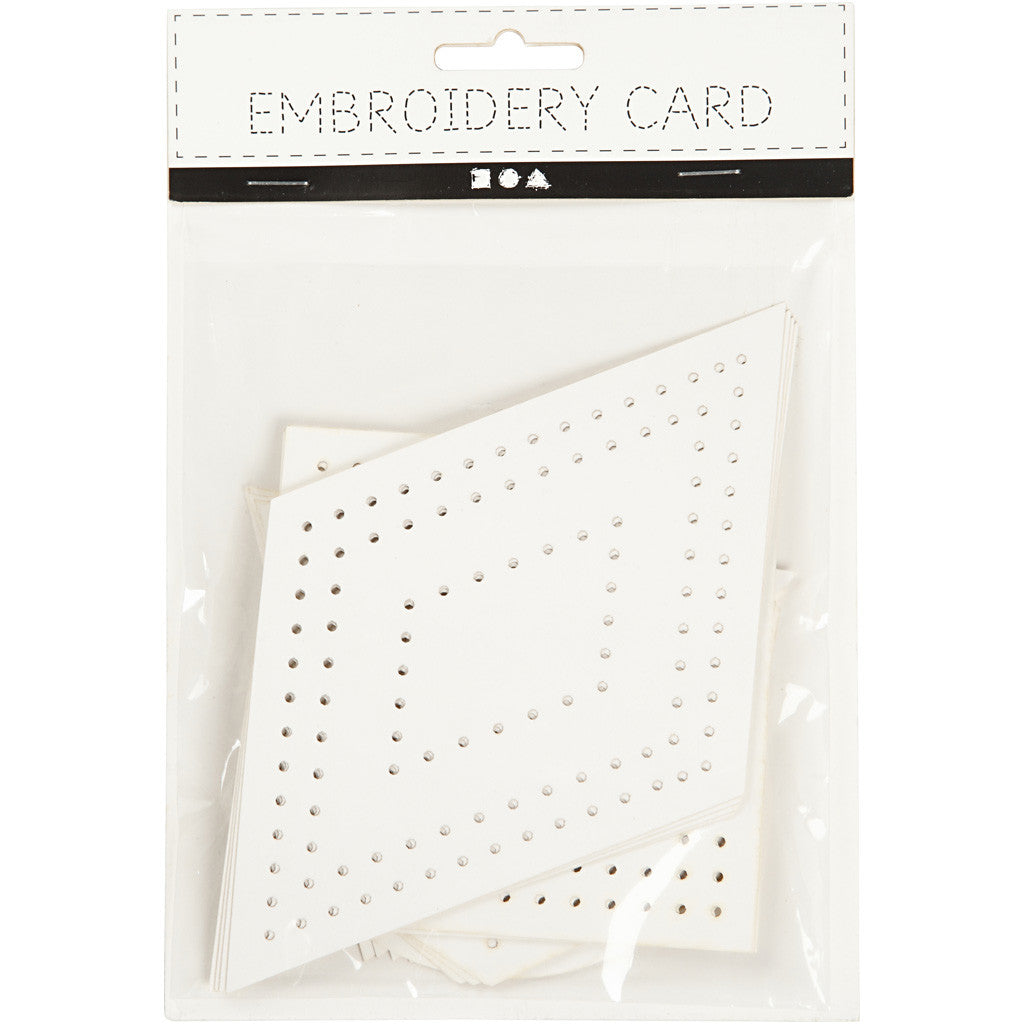 Embroidery card, geometric, size 10-17 cm, white, 20 pc/ 1 pack [HOB-21949]