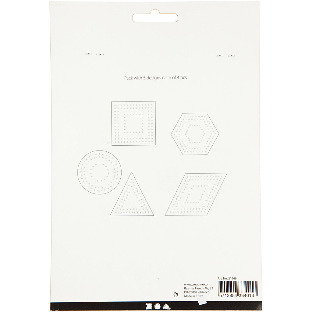 Embroidery card, geometric, size 10-17 cm, white, 20 pc/ 1 pack [HOB-21949]