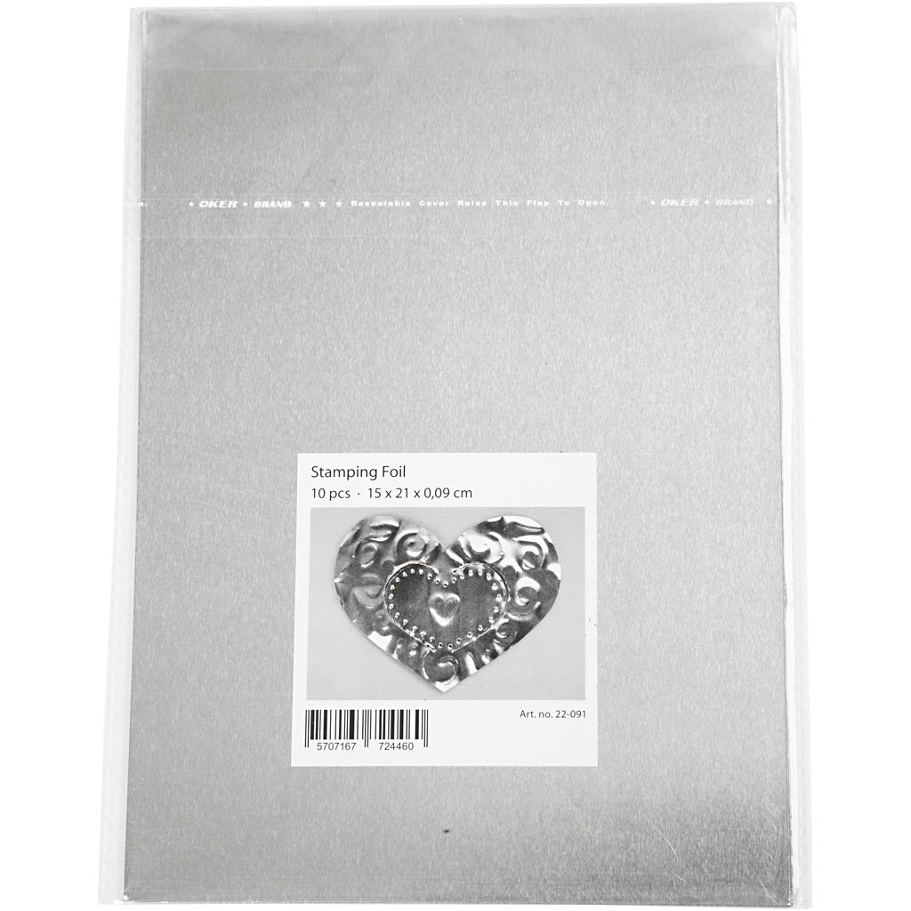 Embossing Foil, A5, sheet 148x210 mm, thickness 0,9 mm, silver, 10 pc/ 1 pack [HOB-22091]