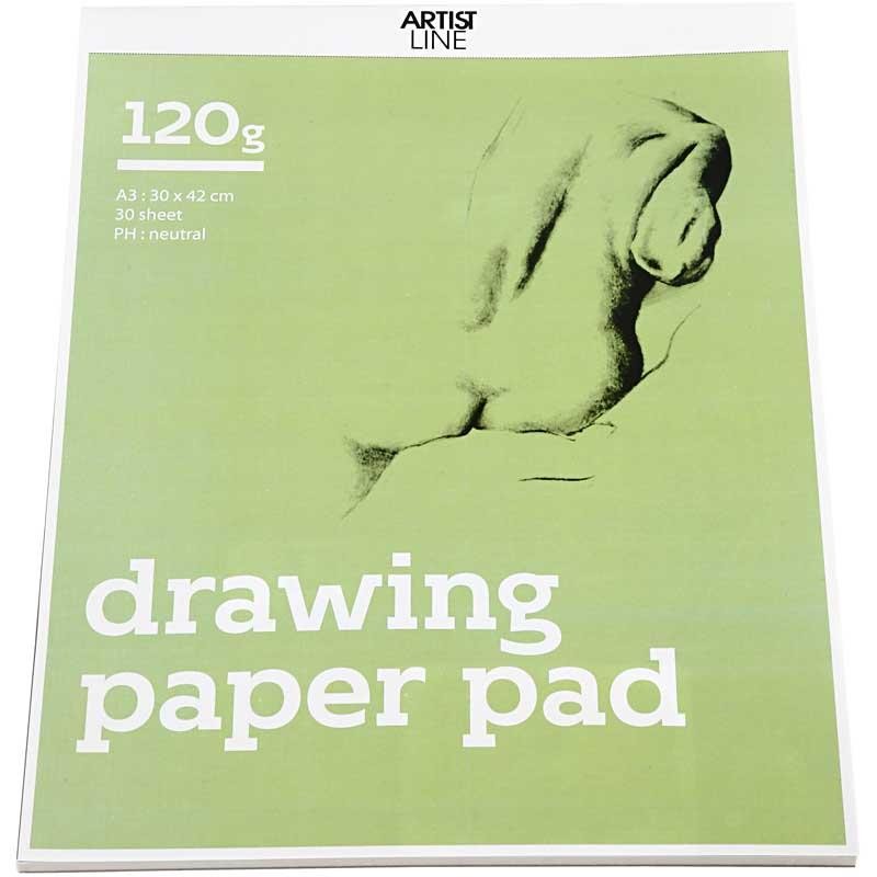 Drawing Paper Pad, A3, sheet 297x420 mm, 120 g, white, 30 sheet/ 1 pack [HOB-22103]