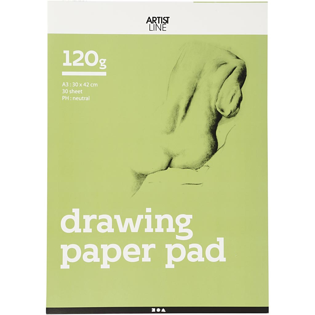 Drawing Paper Pad, A3, sheet 297x420 mm, 120 g, white, 30 sheet/ 1 pack [HOB-22103]