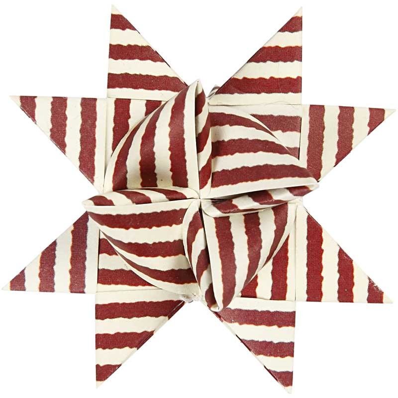 Paper Star Strips, L: 44+78 cm, dia. 6,5+11,5 cm, W: 15+25 mm, red, white, 60 strips/ 1 pack [HOB-22248]