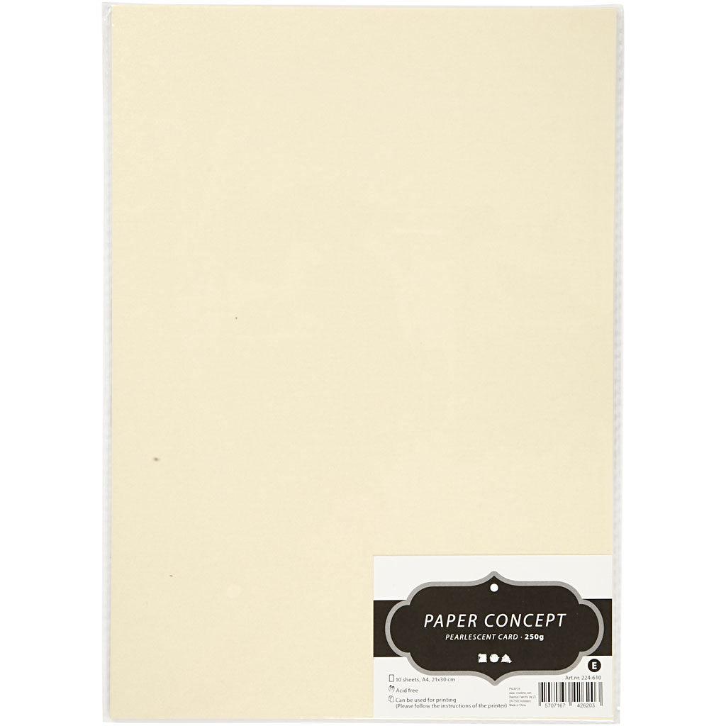 Pearlescent Card, A4, sheet 210x297 mm, 250 g, beige mother-of-pearl, 10 sheet/ 1 pack [HOB-224610]