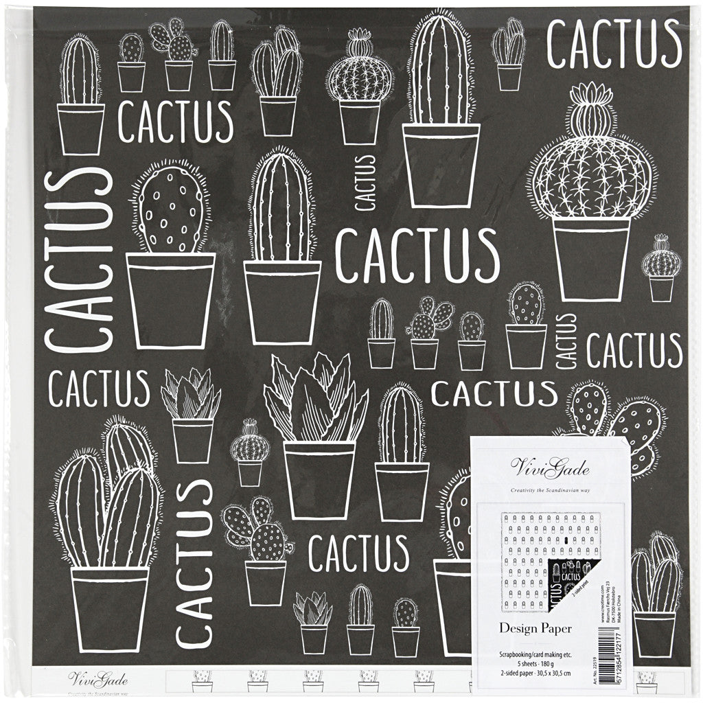 Design Paper, cactus, 180 g, 5 sheet/ 1 pack [HOB-22519]