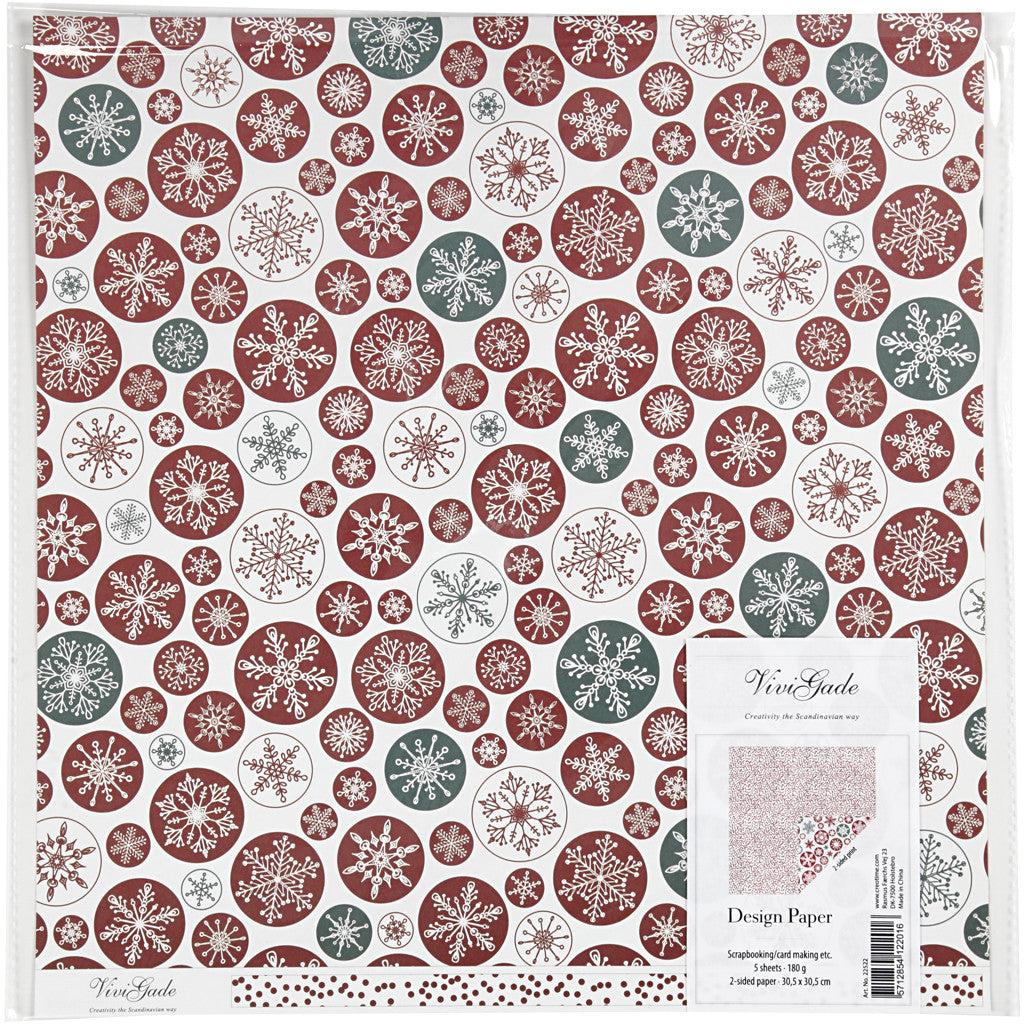 Design Paper, ice erystals and dots, sheet 30,5x30,5 cm, 180 g, 5 sheet/ 1 pack [HOB-22522]