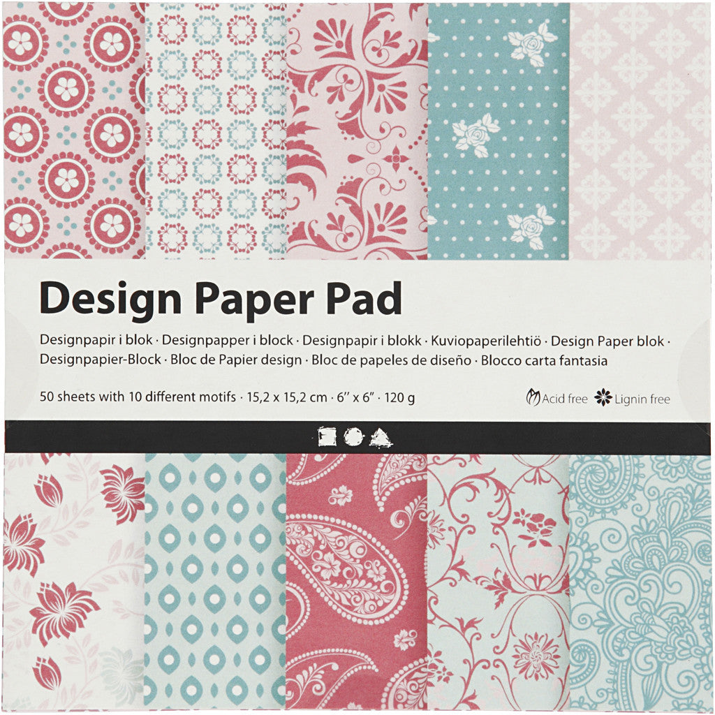 Design Paper Pad, sheet 15,2x15,2 cm, 120 g, rose, 50 sheet/ 1 pack [HOB-225913]