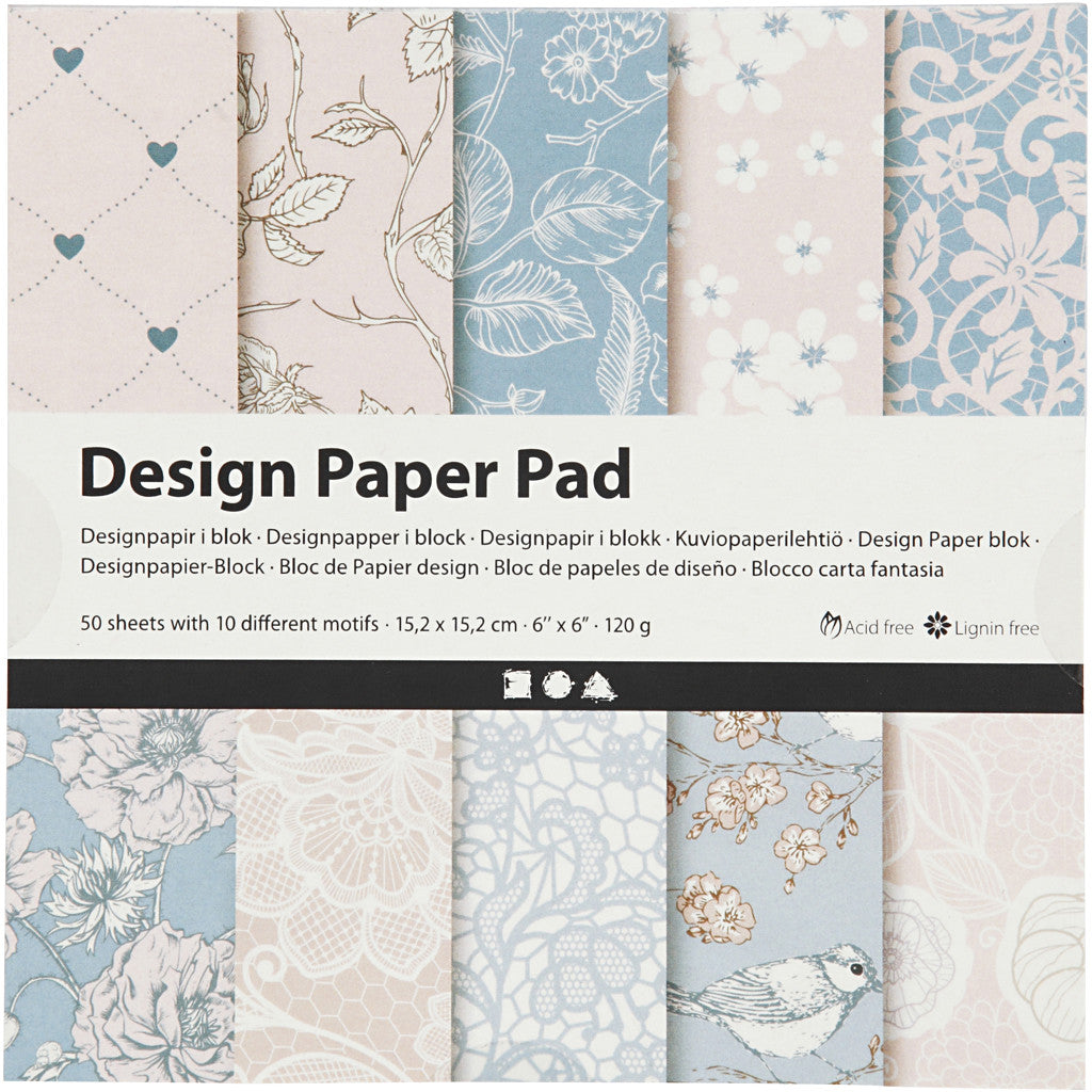Design Paper Pad, 120 g, rose, 50 sheet/ 1 pack [HOB-225916]