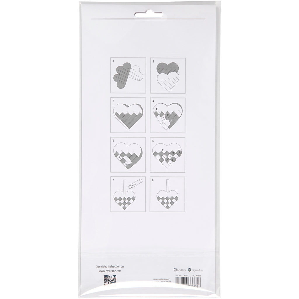 Woven Hearts, size 13,5x12,5 cm, red, white, 8 set/ 1 pack [HOB-22659]